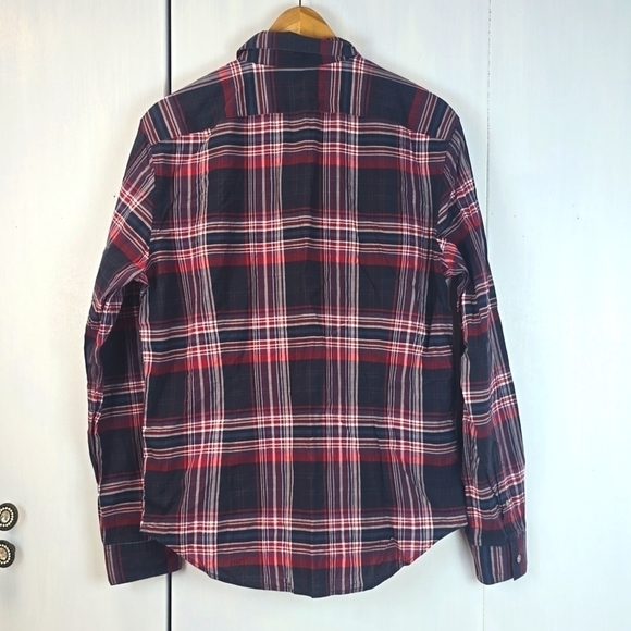 John Varvatos Mens RED White Blue PLAID Cotton Button down Shirt Sz.M - Picture 5 of 12